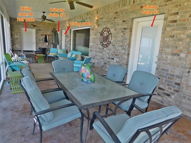 view of patio with ceiling fan