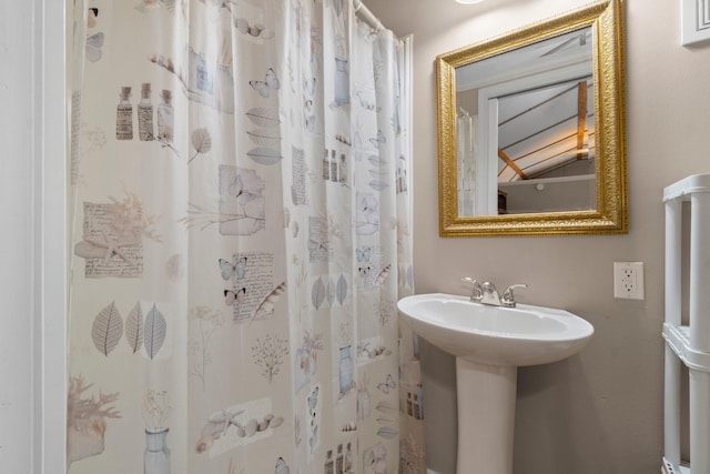 1726 Bowler Rd, Waller, TX 77484 - bathroom with a sink and curtained shower