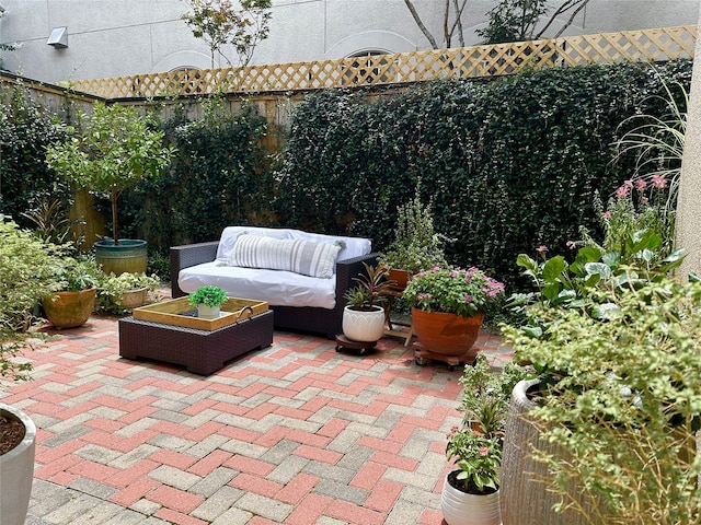 view of patio / terrace with an outdoor living space