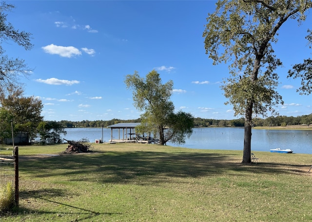 property view of water with a boat dock