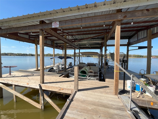 view of dock featuring a water view