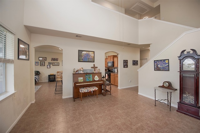 foyer with a towering ceiling