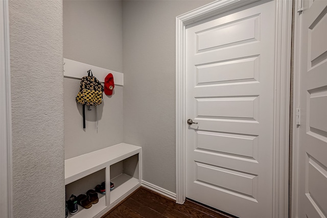 mudroom with dark wood-type flooring