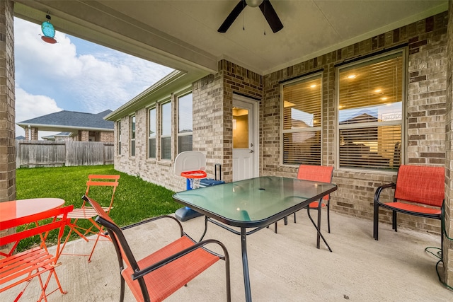 view of patio / terrace with ceiling fan