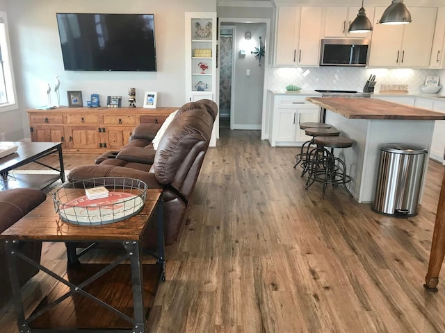 living room featuring hardwood / wood-style flooring