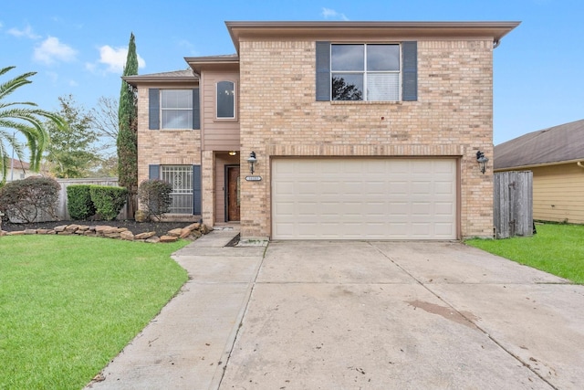 front of property featuring a garage and a front lawn