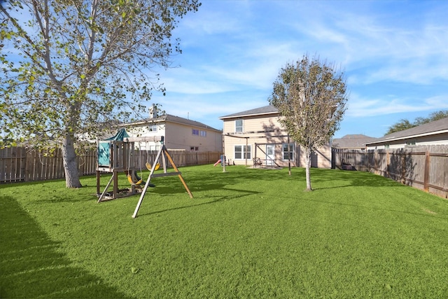 view of yard with a playground