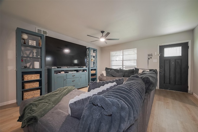 515 Cappamore St, Houston, TX 77013 - living room featuring light wood-type flooring, plenty of natural light, and ceiling fan
