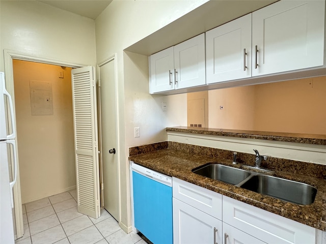 kitchen featuring sink, dishwasher, and white cabinets