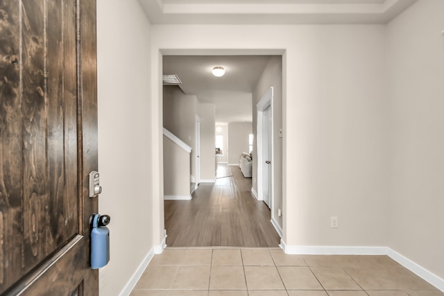 foyer with light hardwood / wood-style flooring