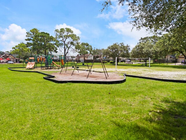 view of play area featuring a yard