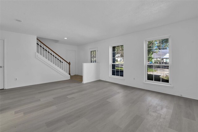 unfurnished living room featuring light hardwood / wood-style floors