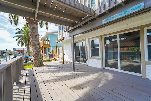 deck with a water view