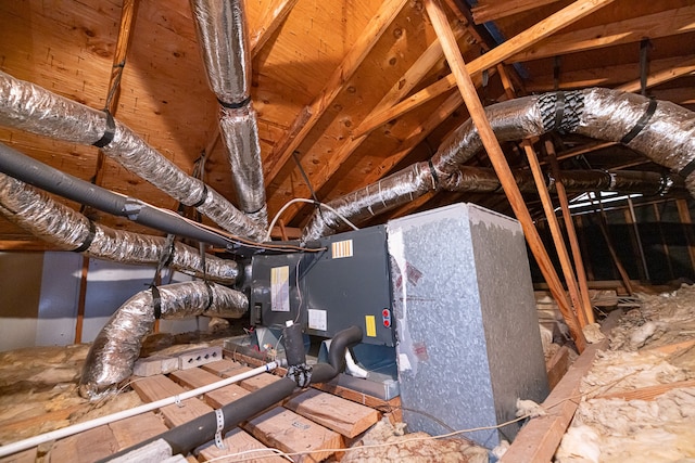 view of unfinished attic