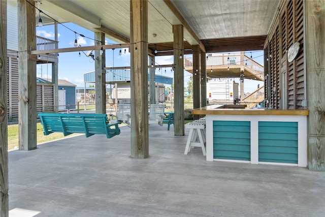 view of patio featuring outdoor dry bar