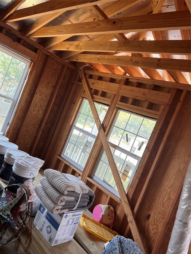 view of unfinished attic