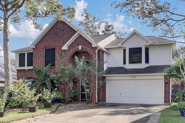 front facade with a garage