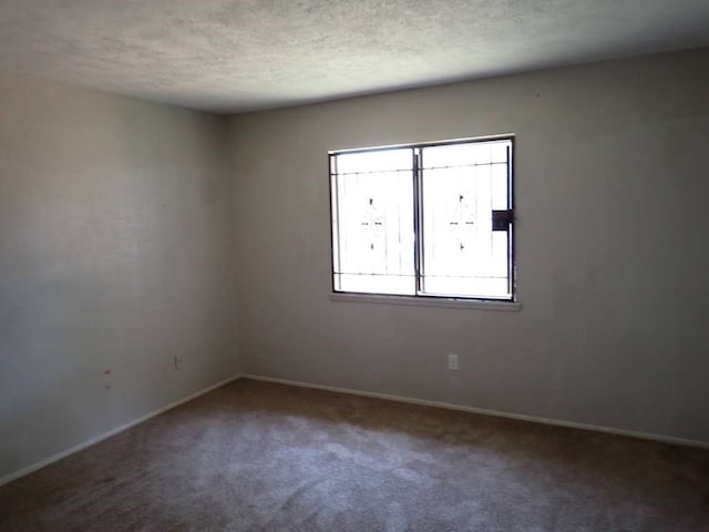 unfurnished room featuring carpet floors and a textured ceiling