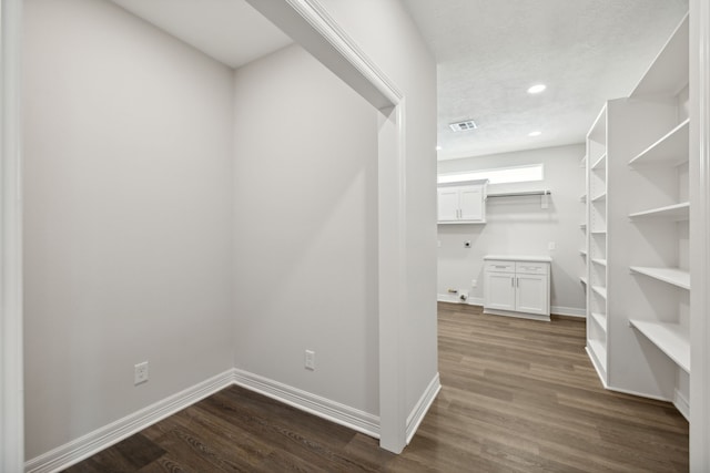 interior space with visible vents and dark wood-style floors