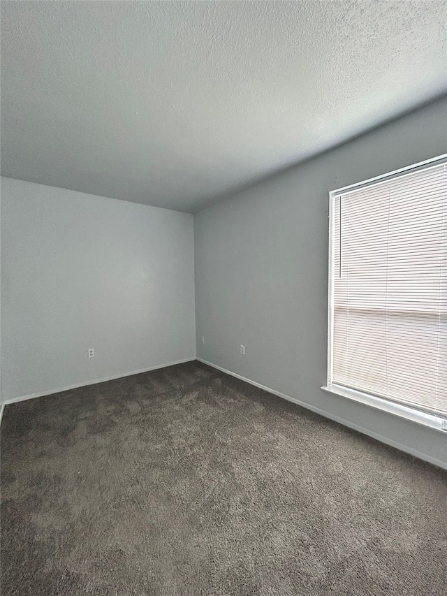 carpeted spare room featuring a textured ceiling