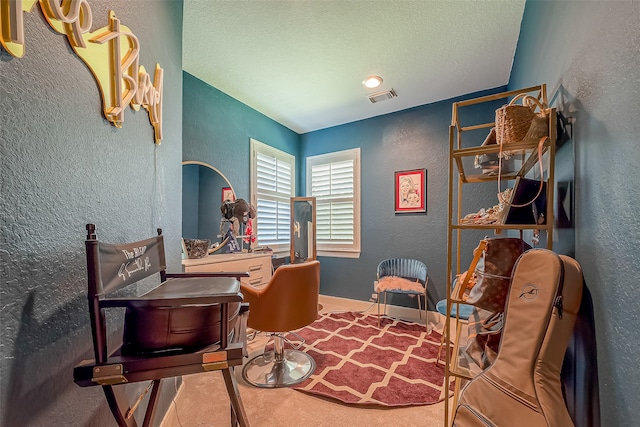 office space featuring a textured ceiling