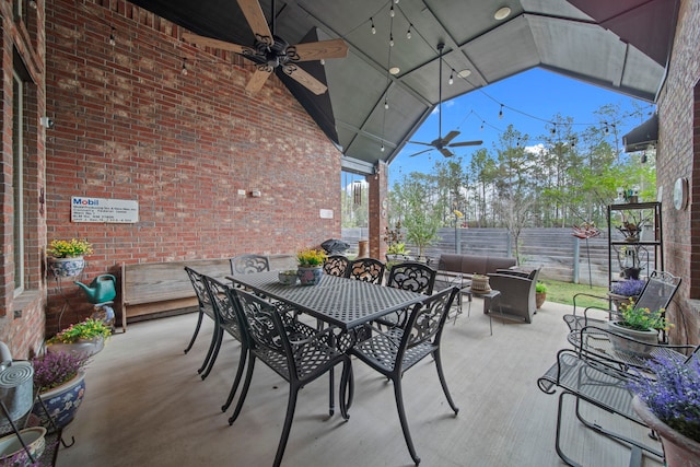 view of patio / terrace featuring an outdoor hangout area and ceiling fan