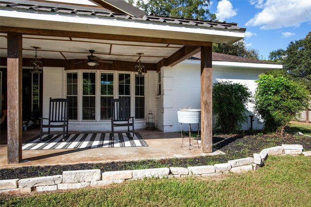 view of patio / terrace with ceiling fan