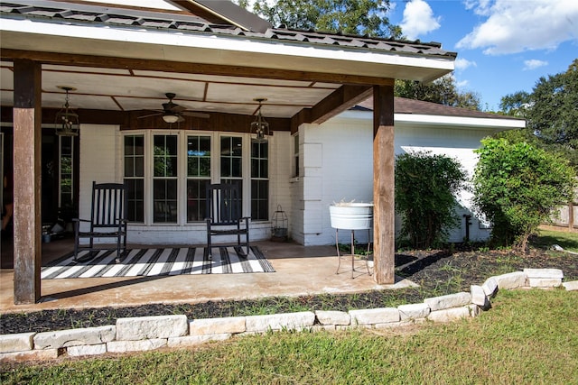 view of patio / terrace with ceiling fan