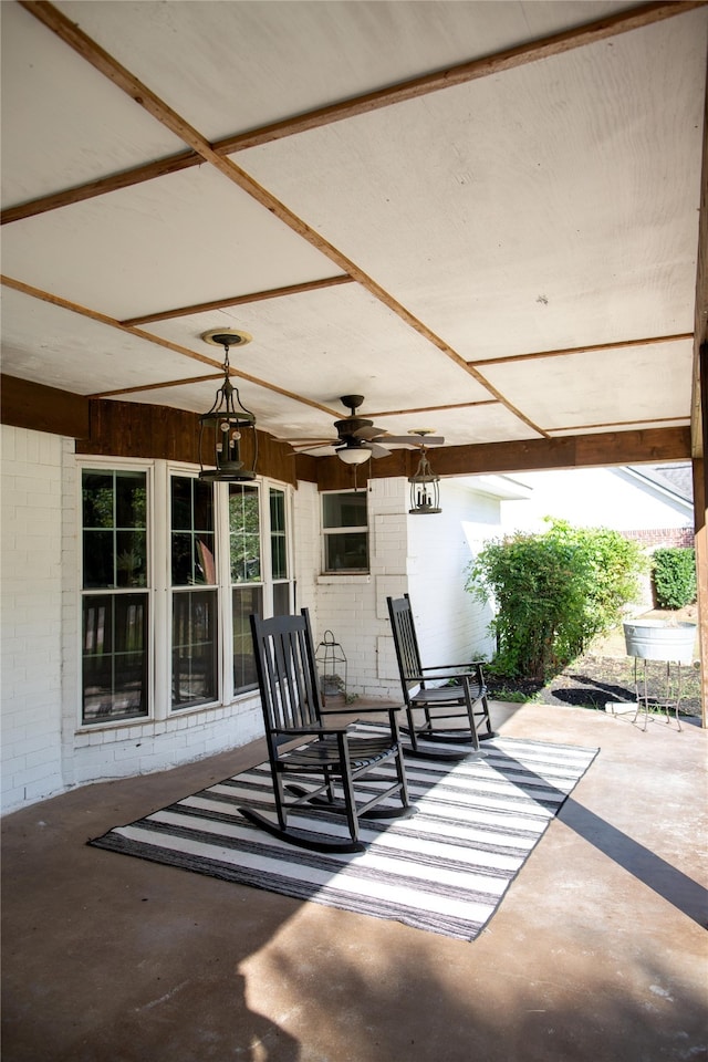 view of patio with ceiling fan