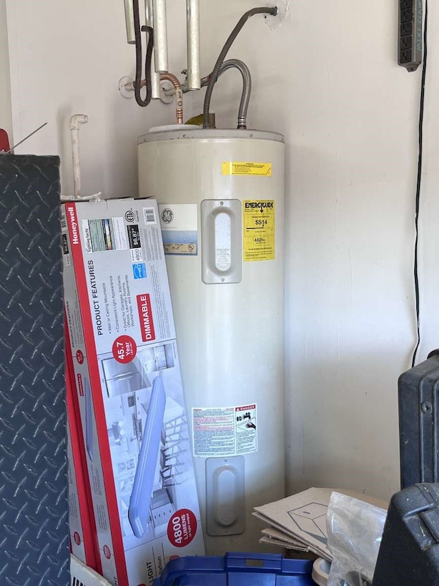 utility room featuring water heater