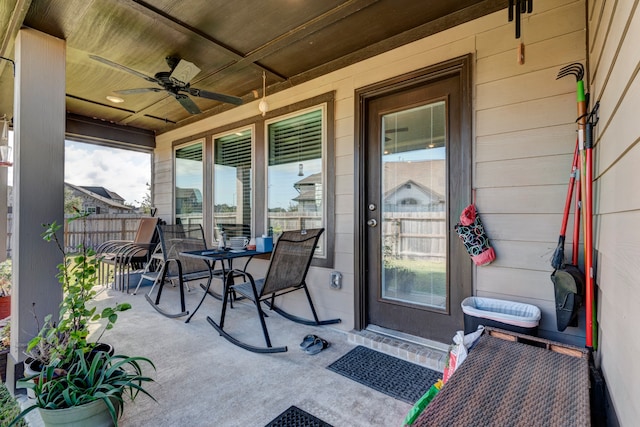 view of patio with ceiling fan