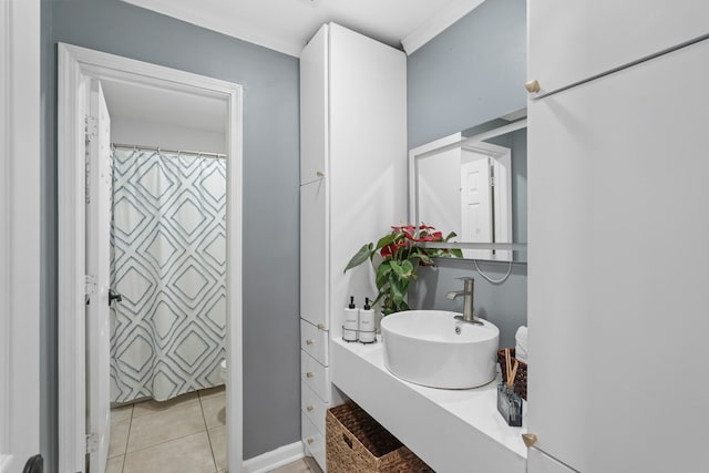 bathroom featuring vanity and tile patterned flooring