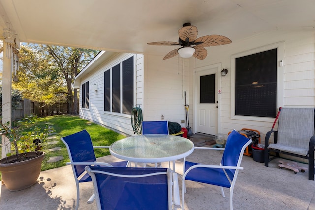 view of patio / terrace featuring ceiling fan