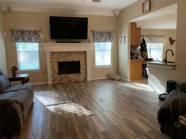 living room featuring wood-type flooring