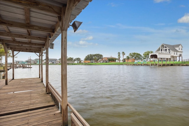 view of dock featuring a water view