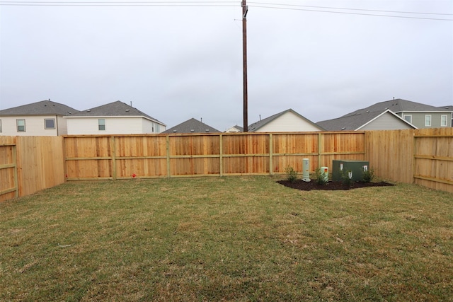 view of yard featuring a fenced backyard