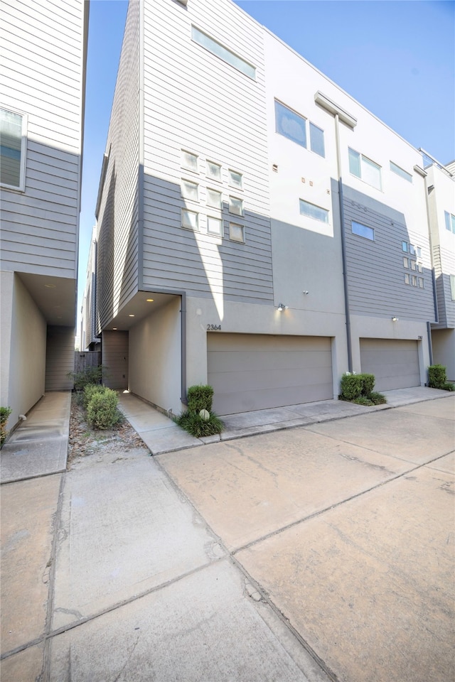 exterior space featuring a garage