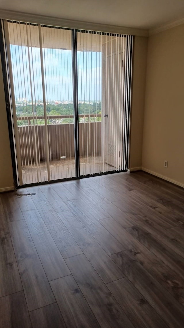 spare room with dark hardwood / wood-style flooring