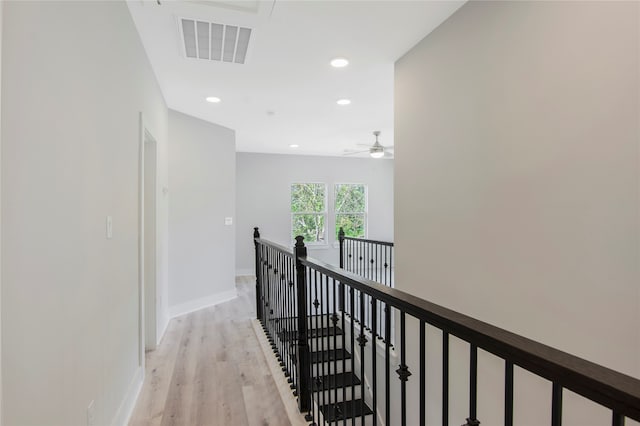 hall featuring light hardwood / wood-style flooring