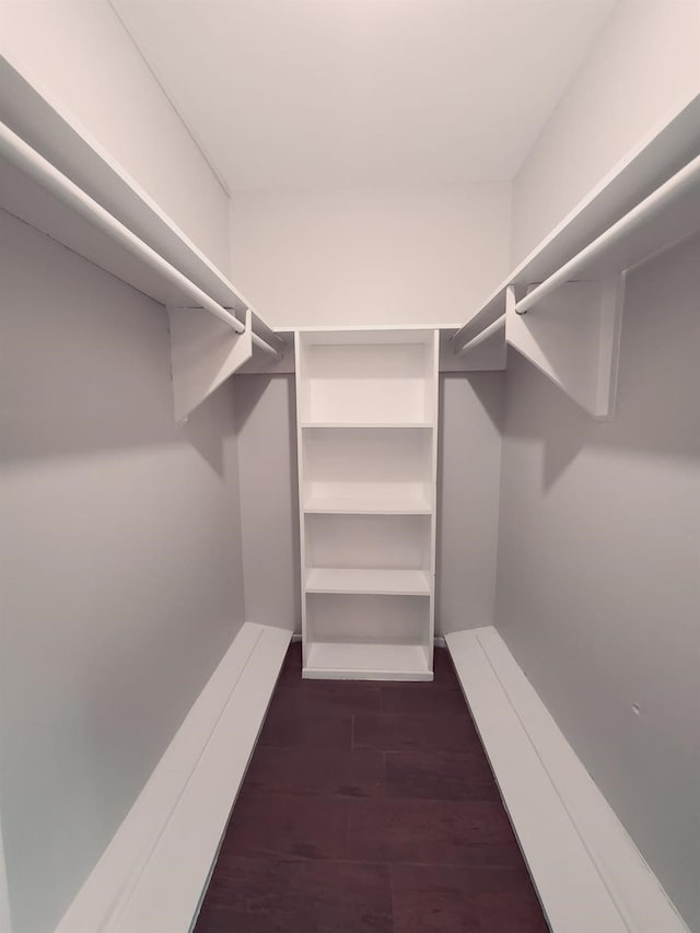 spacious closet with dark wood-type flooring