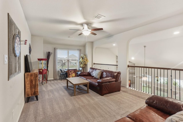 3522 Lake Lugano Cir, Katy, TX 77493 - living room featuring ceiling fan, baseboards, and carpet floors