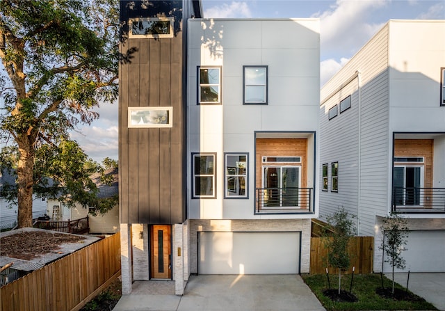 modern home featuring a garage