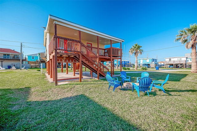 view of jungle gym featuring a deck and a yard