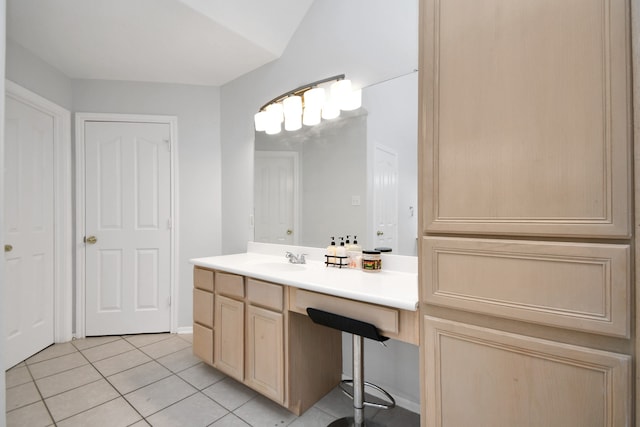 bathroom with vanity and tile patterned floors