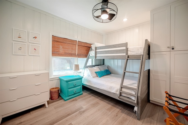 bedroom featuring a closet and light hardwood / wood-style floors