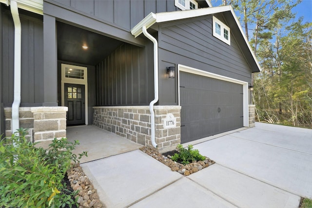 exterior space with a garage