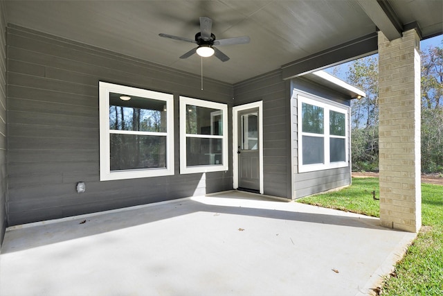 view of patio with ceiling fan