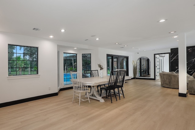 dining area featuring light hardwood / wood-style flooring