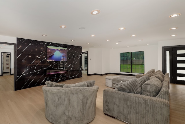 living room featuring light hardwood / wood-style flooring