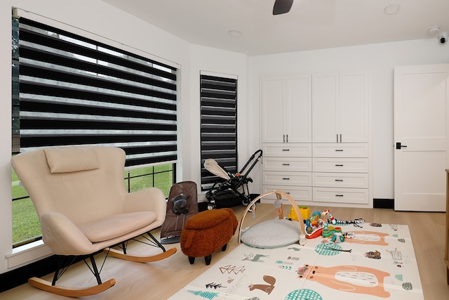 interior space with light hardwood / wood-style flooring